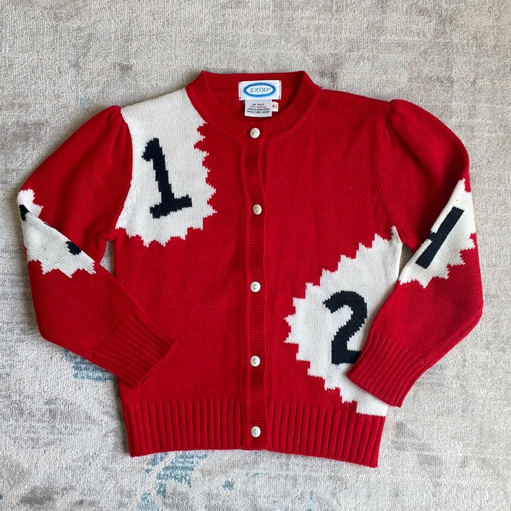 Girls’ Red Cardigan Sweater